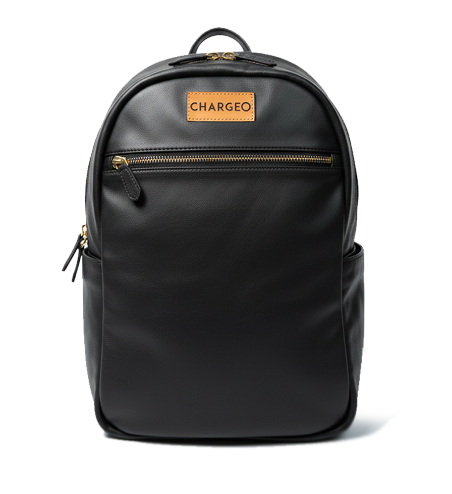 Chargeo Leather Bag Bryanston Charcoal Front View