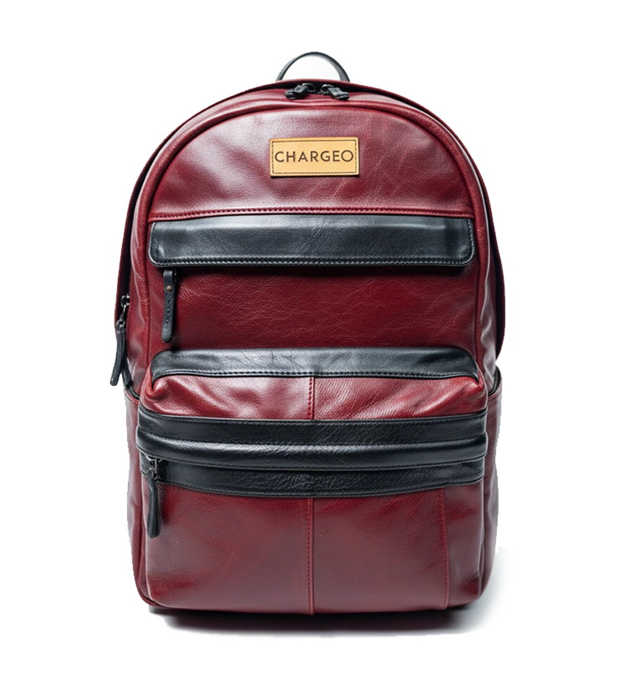 Chargeo Leather Bag Centurion Ruby Red Front View
