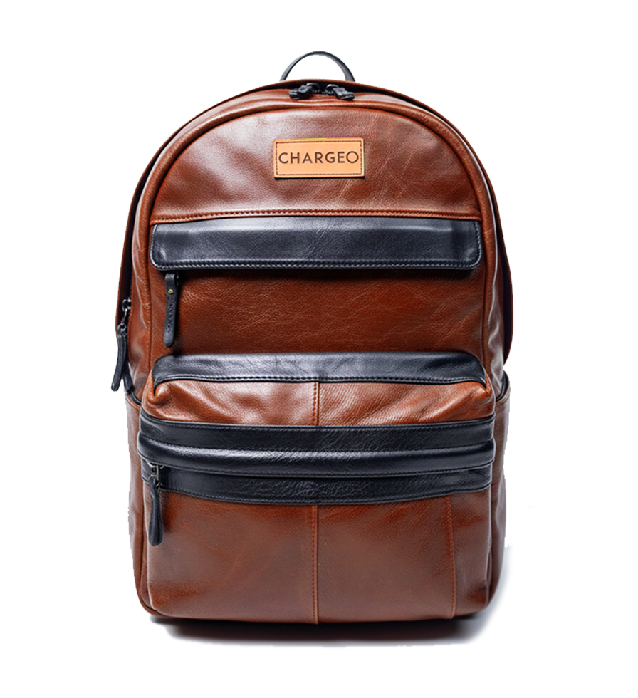 Chargeo Leather Bag Centurion Cognac Front View