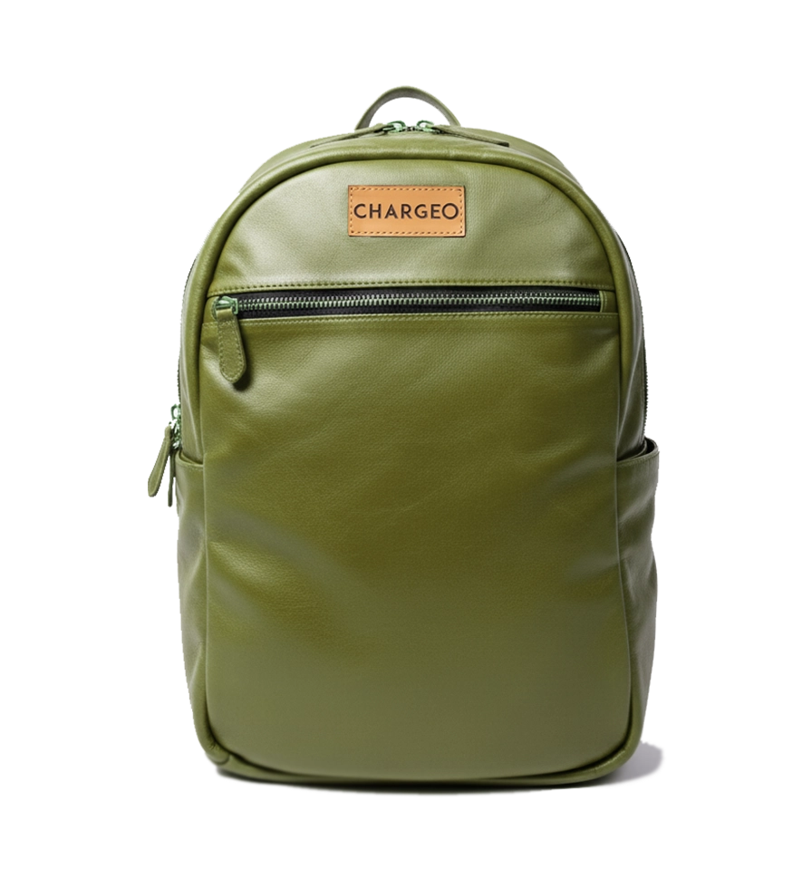 Chargeo Leather Bag Bryanston Avocado Front View