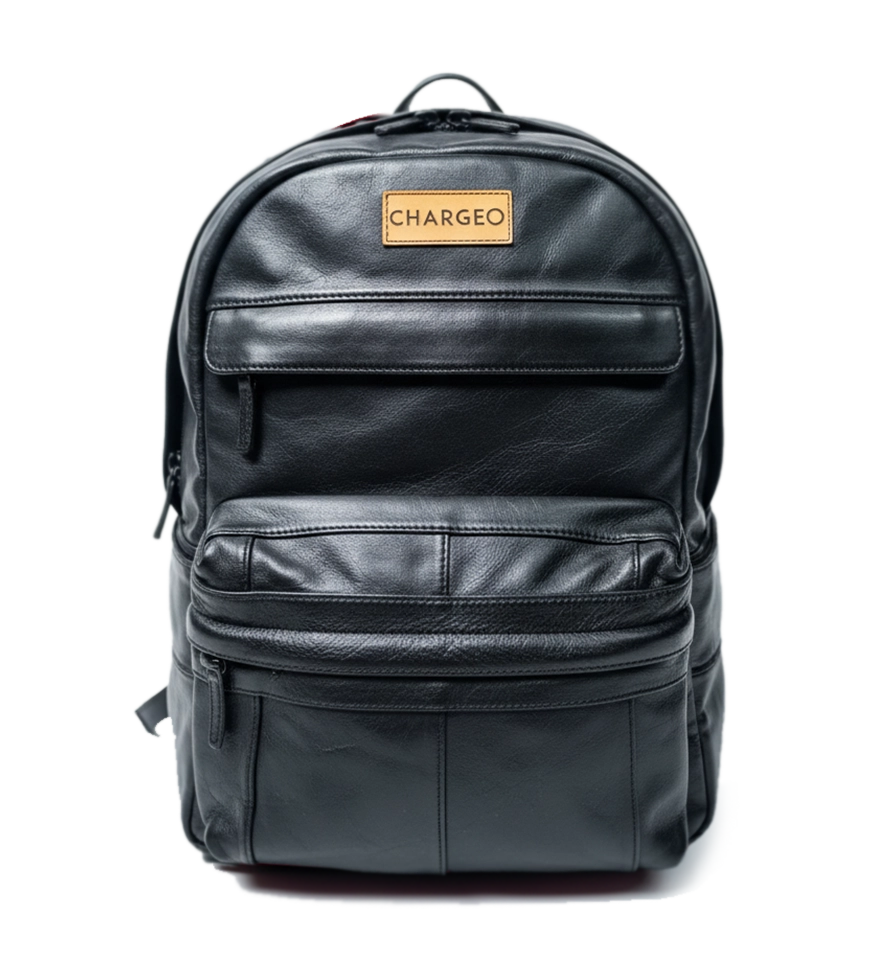 Chargeo Leather Bag Centurion Charcoal Front View
