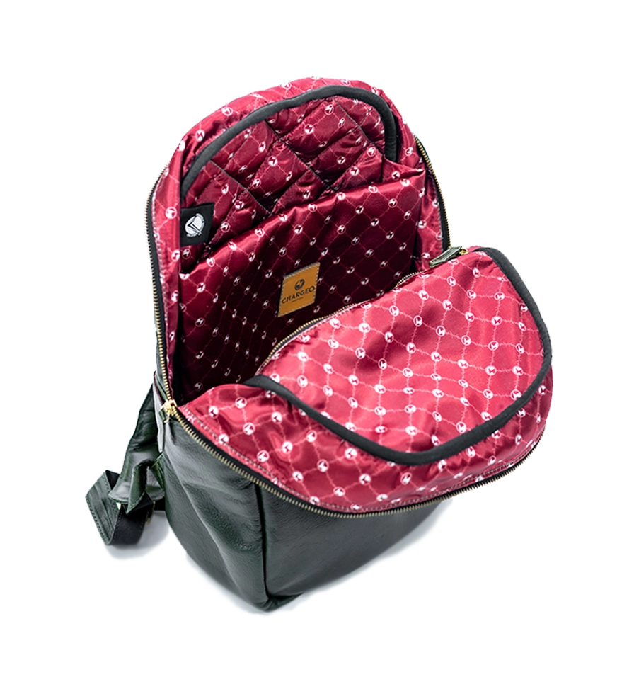 Chargeo Leather Bag Fourways Open View Chargeo Leather Bag Fourways Open View