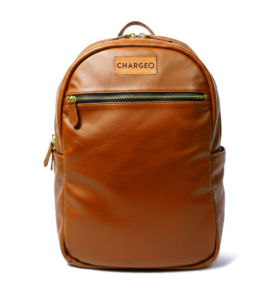 Chargeo Leather Bag Bryanston Cognac Front View