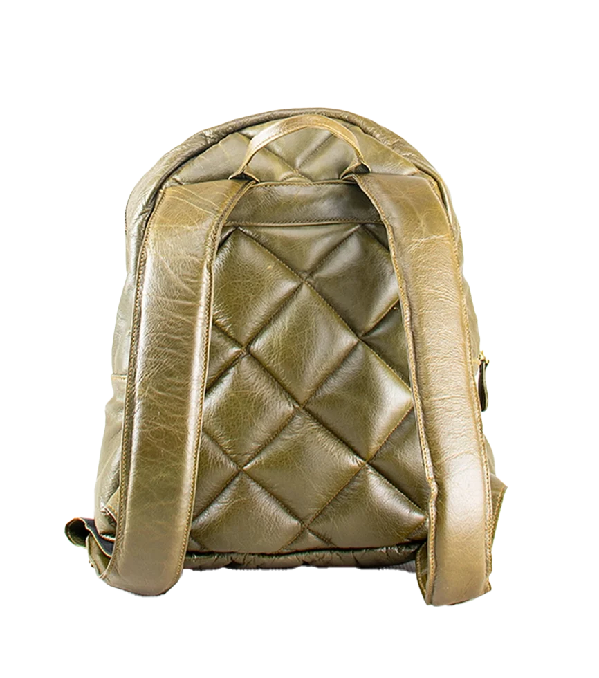 Back view of the CHARGEO Morningside Avocado leather backpack