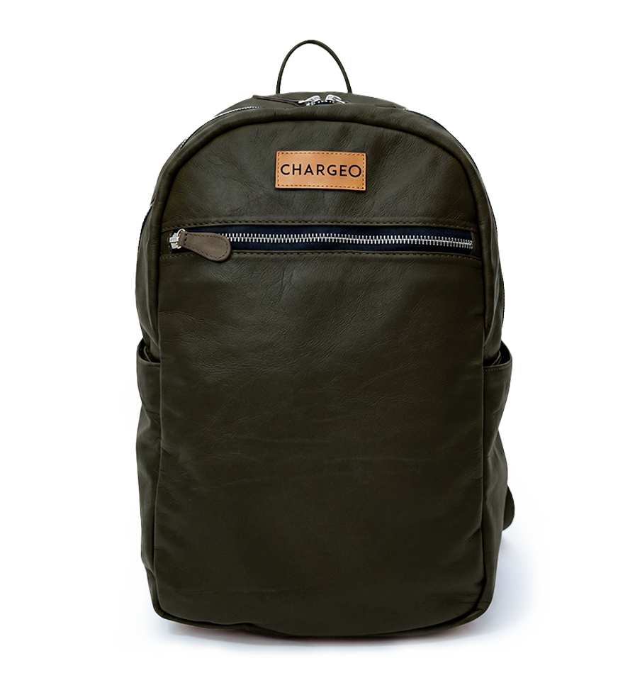 CHARGEO Female Leather Bag Bryanston Charcoal Front View