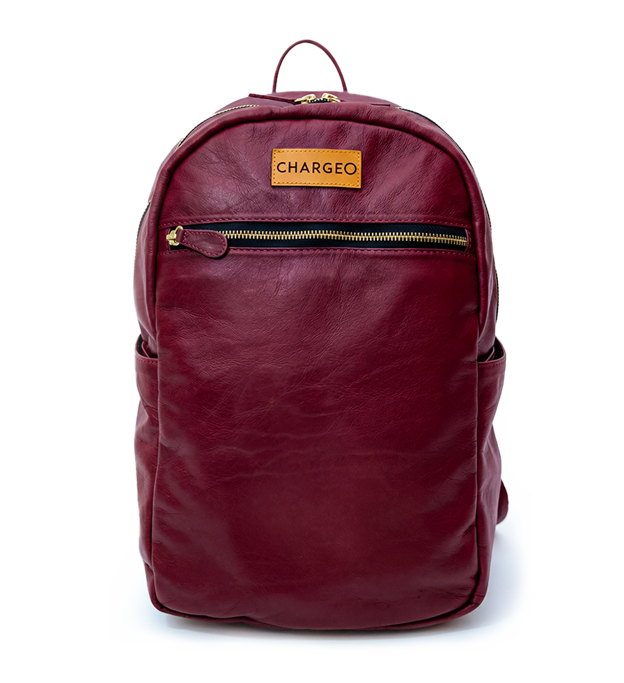 CHARGEO Female Leather Bag Bryanston Ruby Red Front View