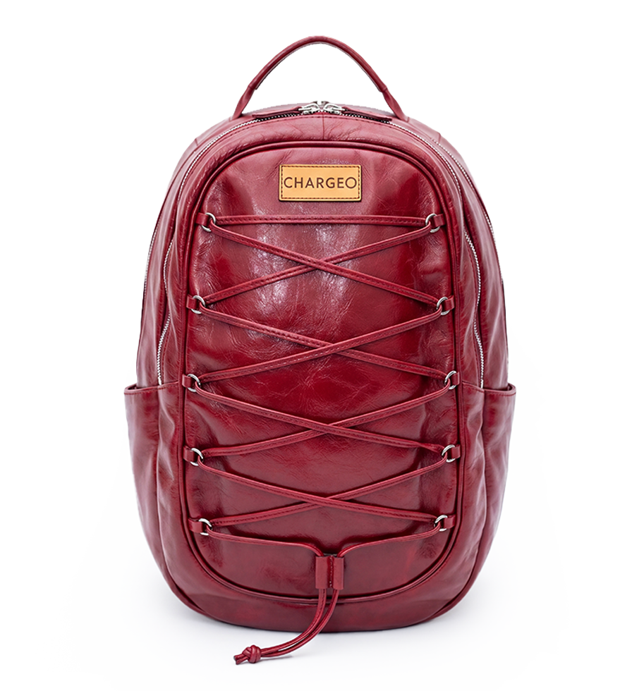 CHARGEO Leather Bag Cape Town Ruby Red Front View