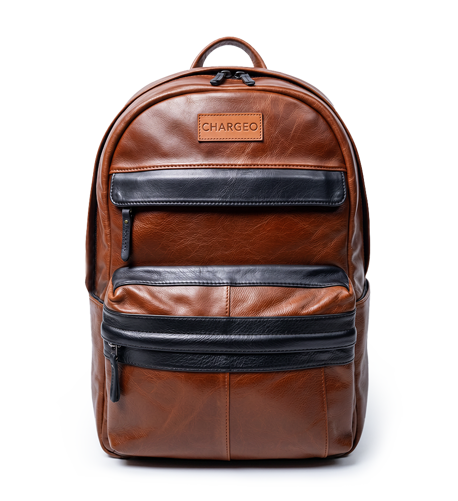 CHARGEO Leather Bag Centurion Cognac Front View