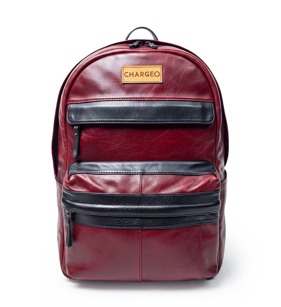 CHARGEO Leather Bag Centurion Ruby Red Front View