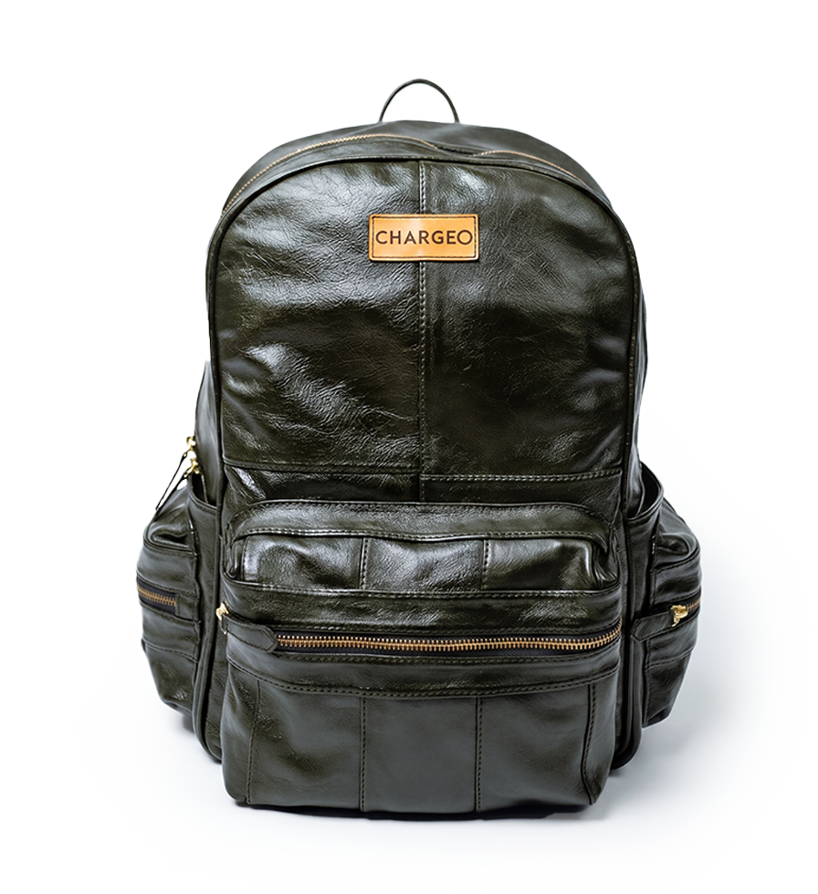 CHARGEO Leather Bag Hydepark Avocado Front View