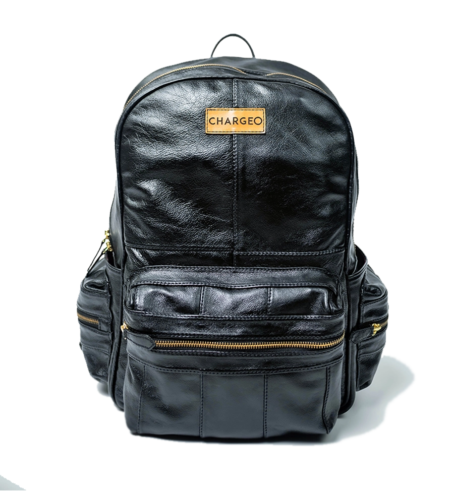CHARGEO Leather Bag Hydepark Charcoal Front View