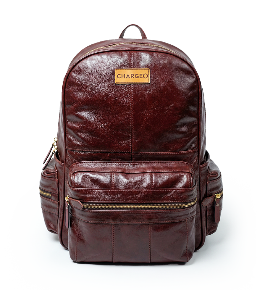 CHARGEO Leather Bag Hydepark Cognac Front View