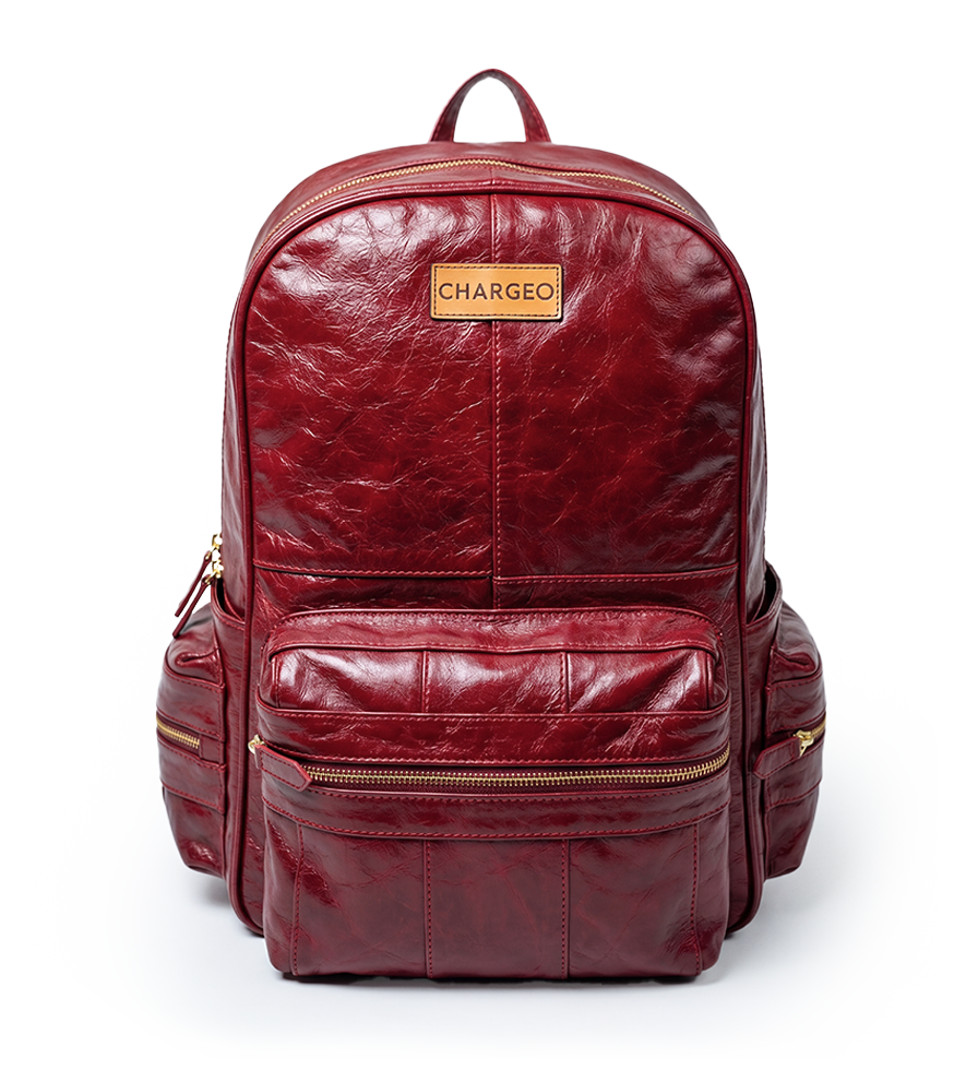 CHARGEO Leather Bag Hydepark Ruby Red Front View