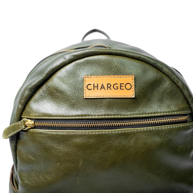 CHARGEO Leather Bag Morningside Avocado Close-up Front Top View