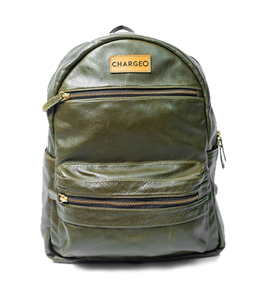CHARGEO Leather Bag Morningside Avocado Front View