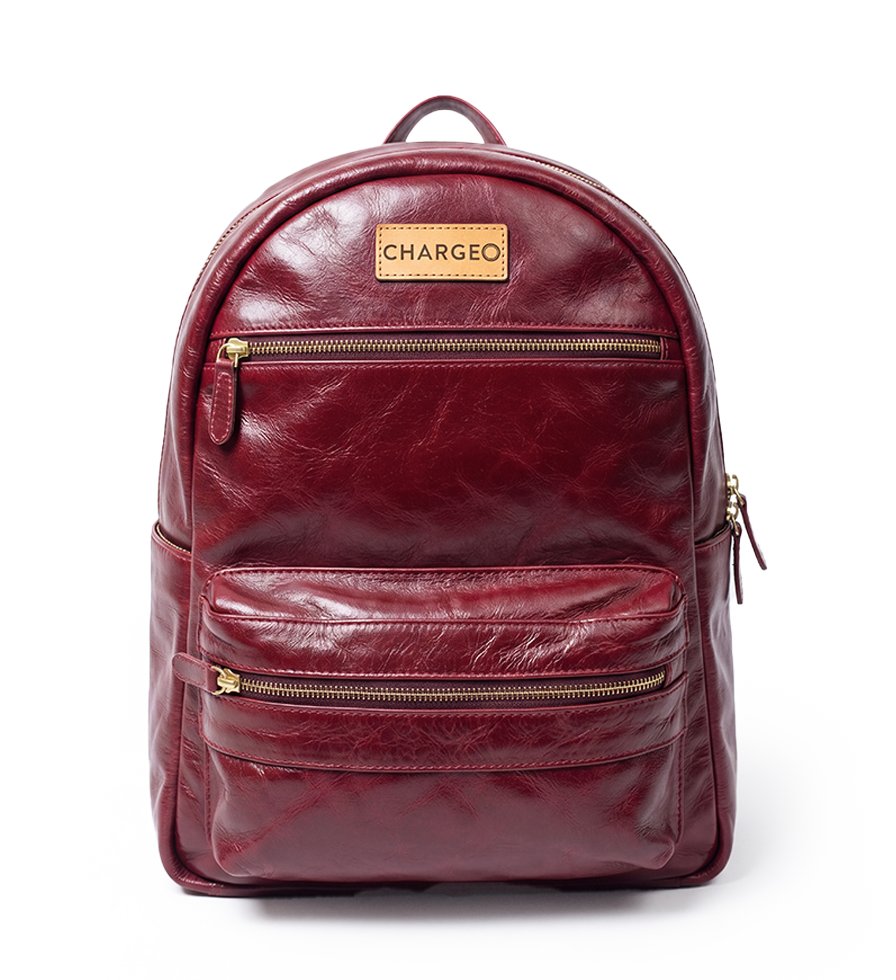 CHARGEO Leather Bag Morningside Ruby Red Front View