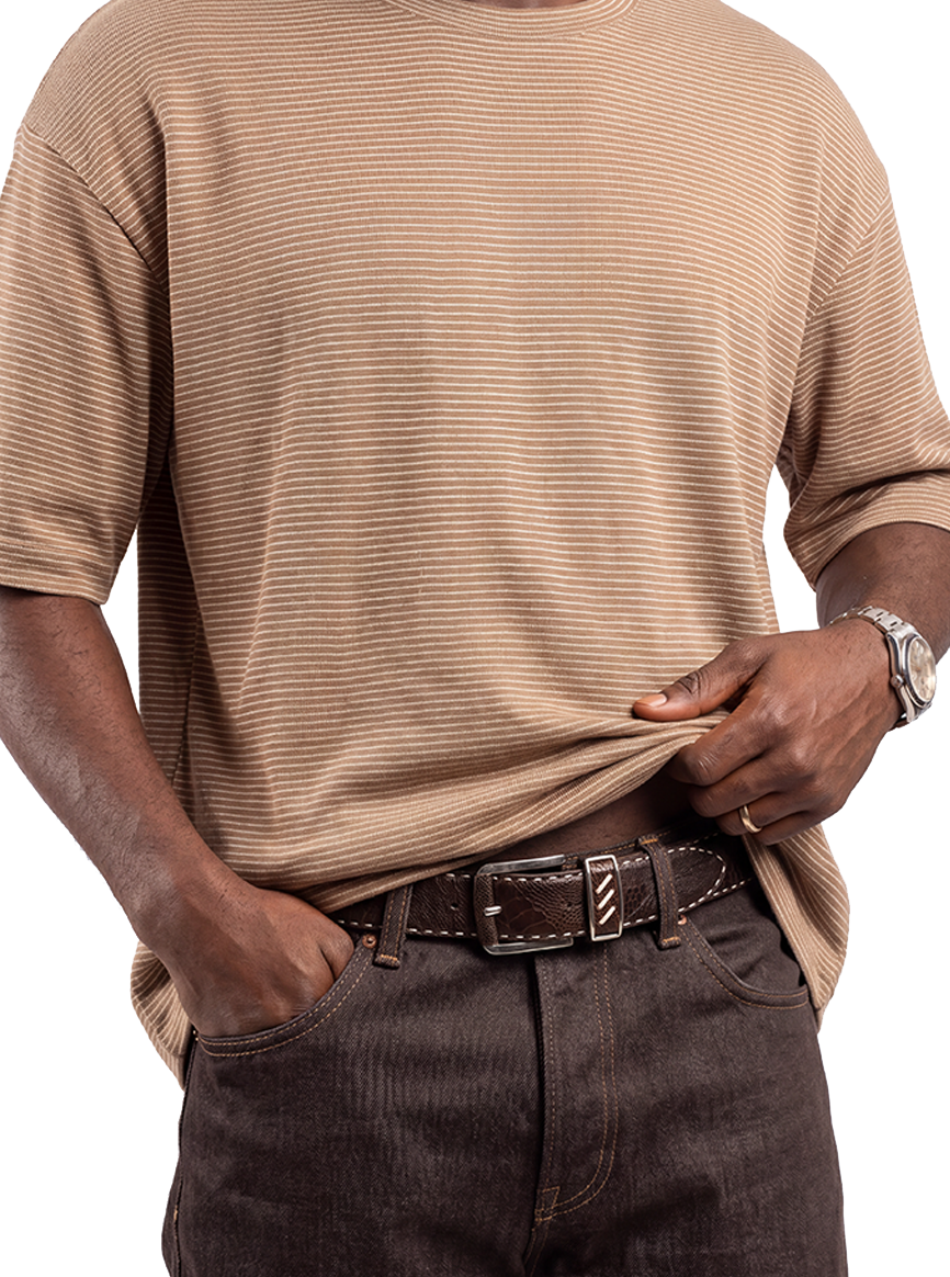 CHARGEO Model on Serengeti Ostrich Leg Belt (Brown)