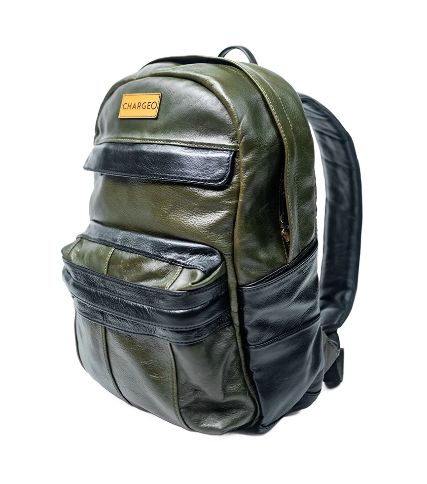 Chargeo Leather Bag Centurion Avocado Diagonal View