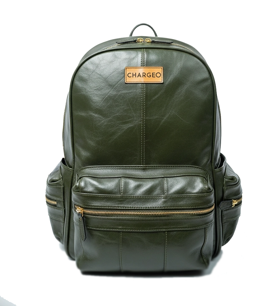 Chargeo Leather Bag Hydepark Front View