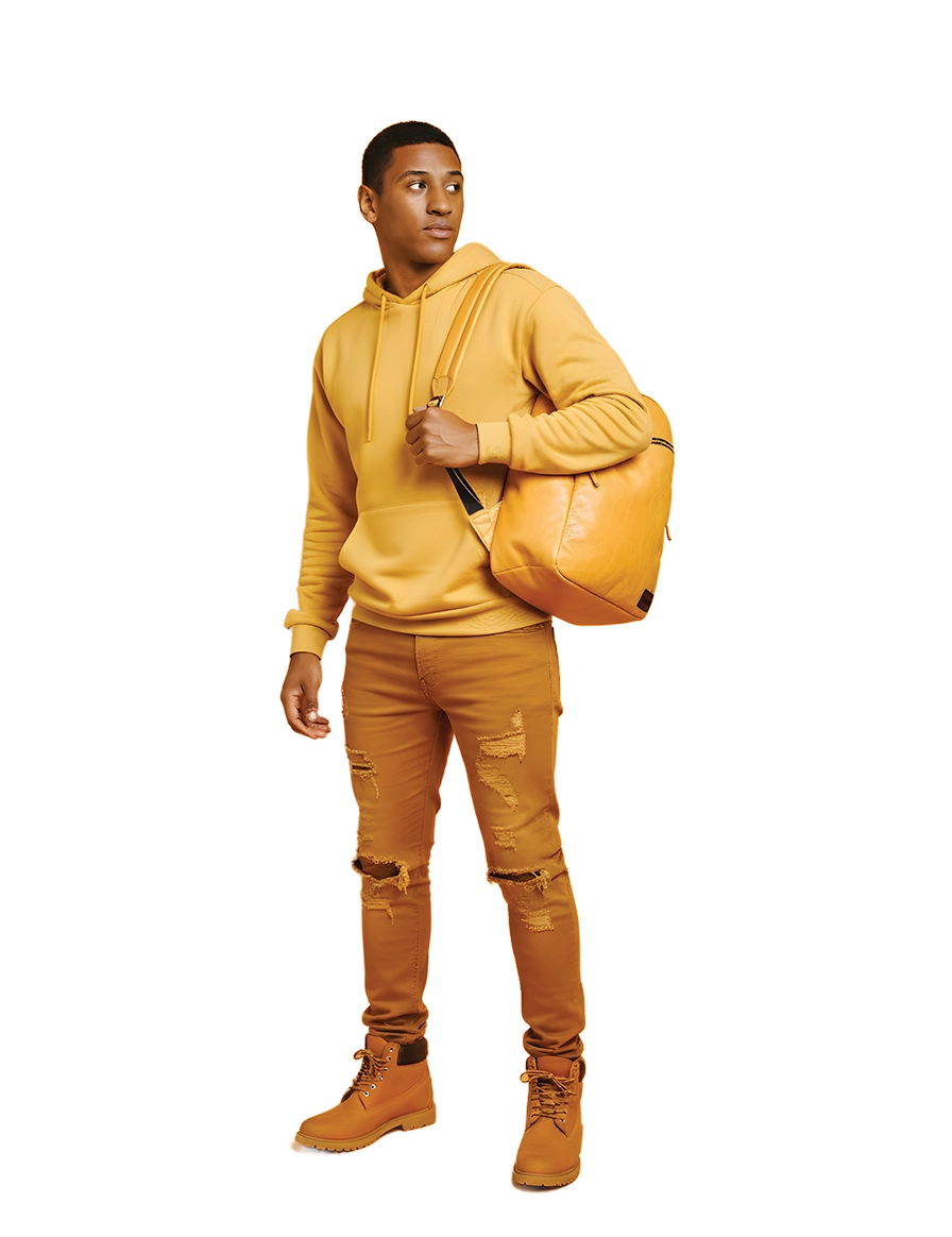 Man wearing the Chargeo Bryanston bag on his shoulder