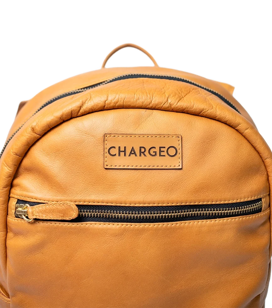 Chargeo Leather Bag Bryanston Butter Tan Close-up Front Top View
