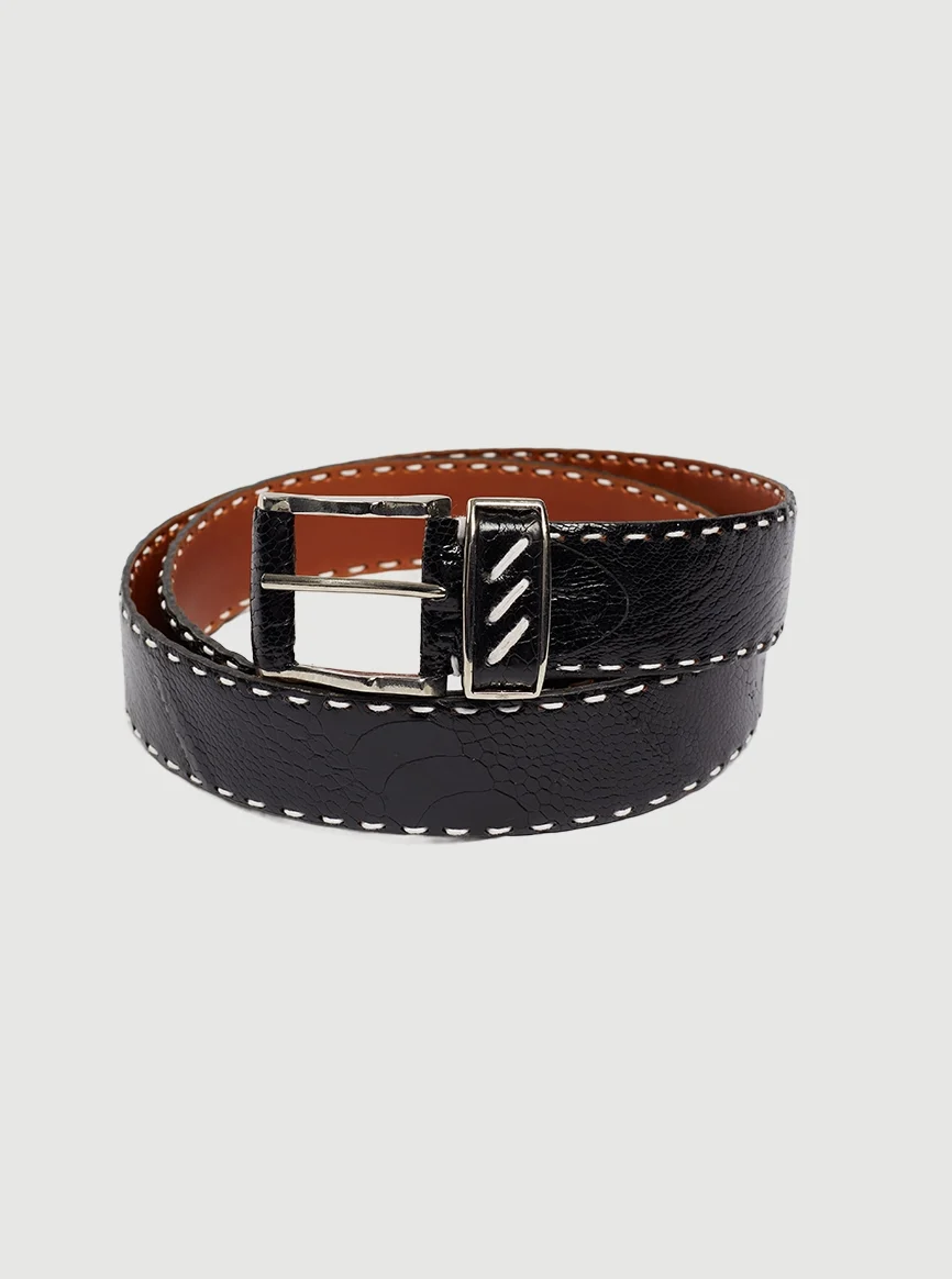 Serengeti Ostrich Leg Belt (Black)