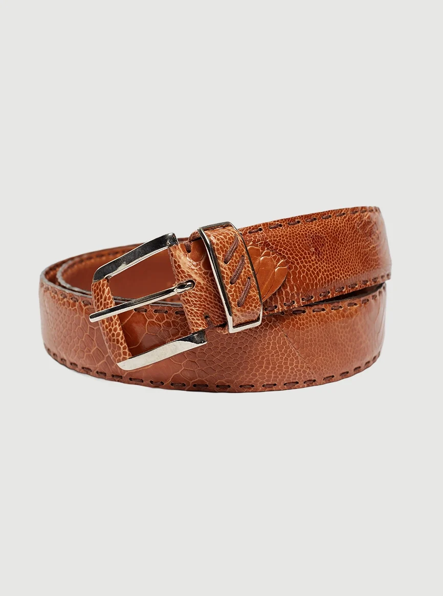 Tan Serengeti Ostrich Leg Belt