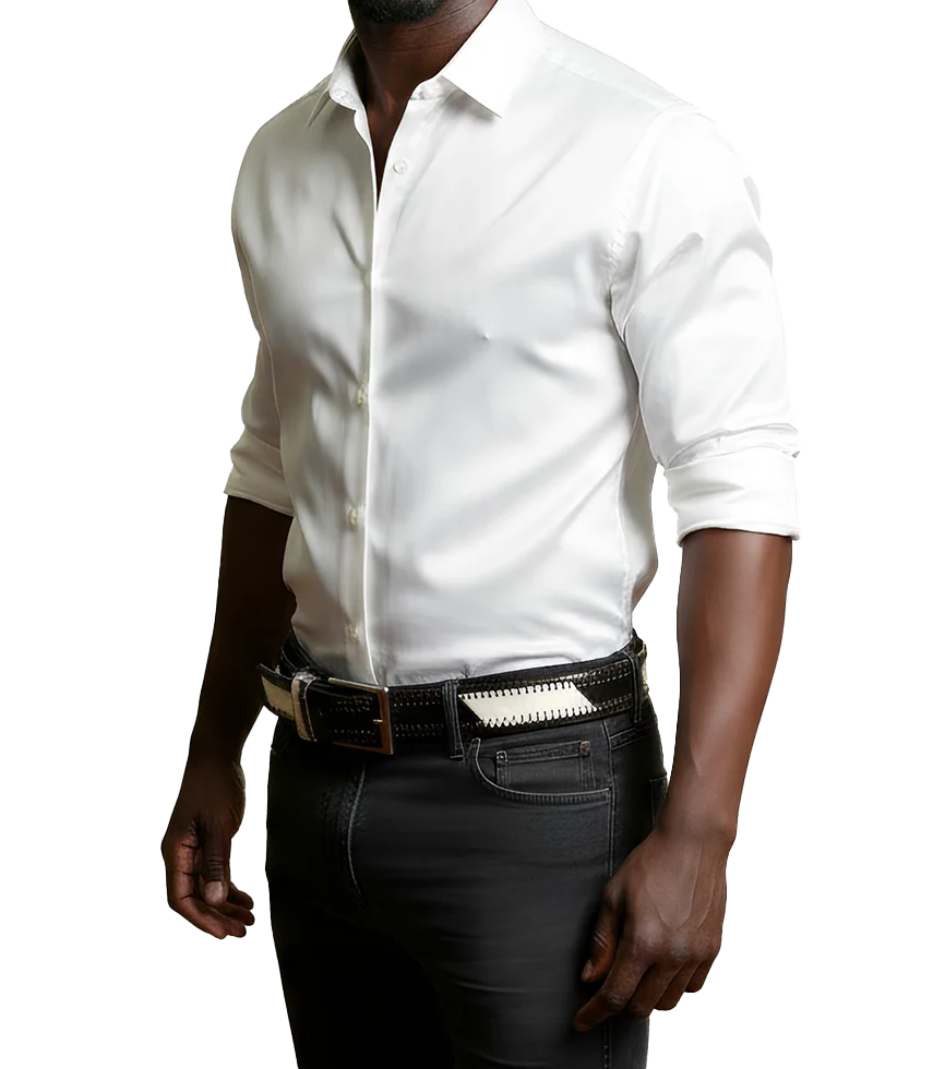 Zulu Treasure Black & White Leather Belt