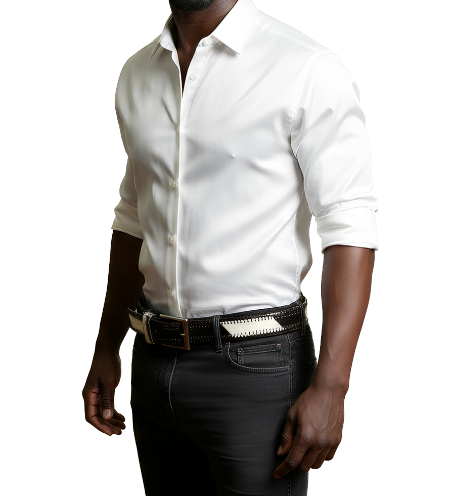 Zulu Treasure Black & White Leather Belt