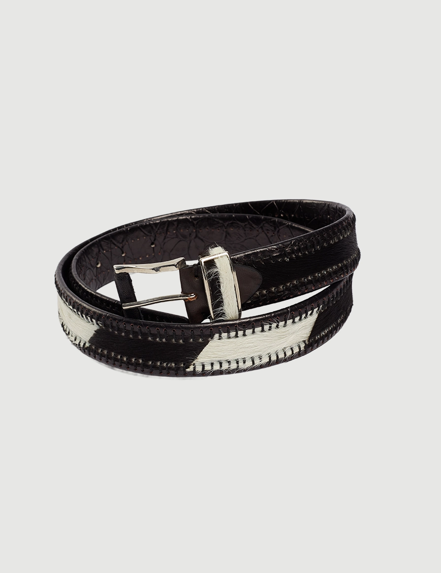 Zulu Treasure Black _ White Leather Belt Zulu Treasure Black & White Leather Belt