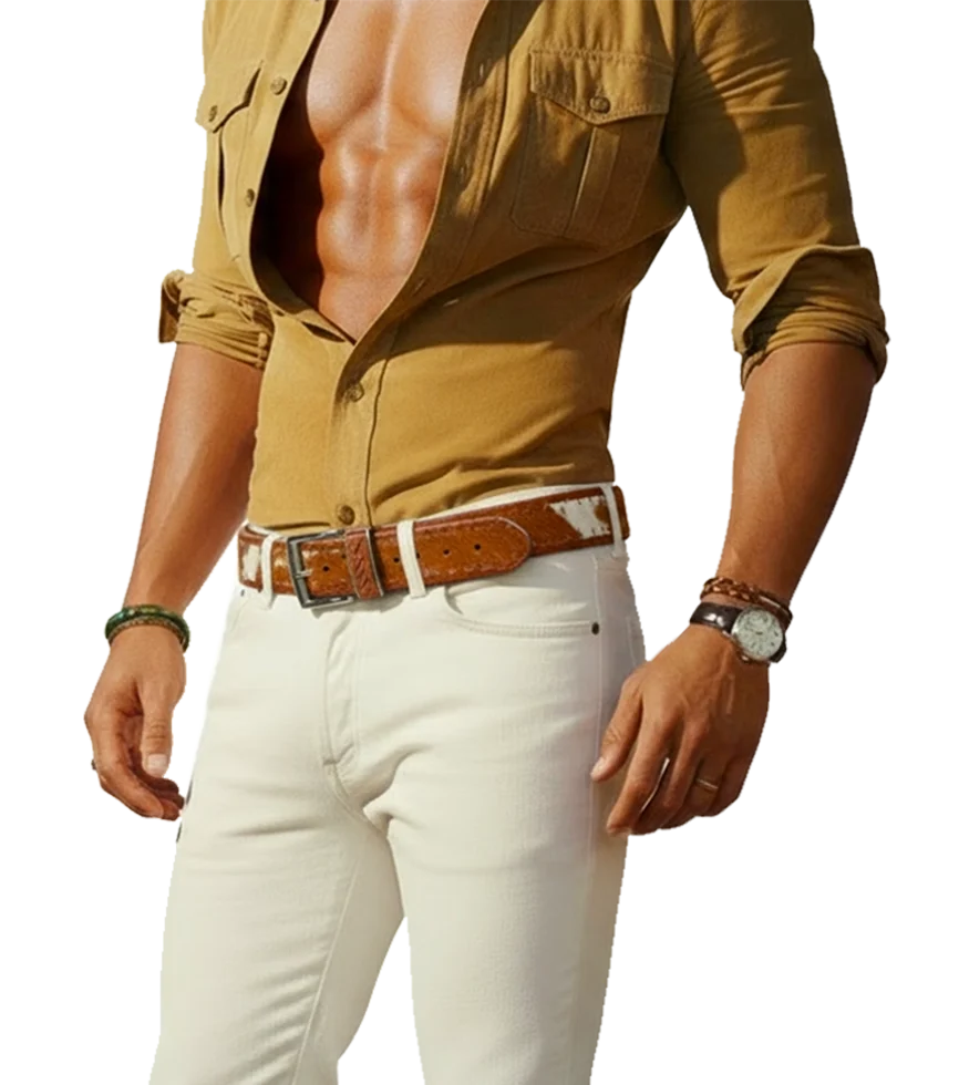 Zulu Treasure Brown & White Leather Belt