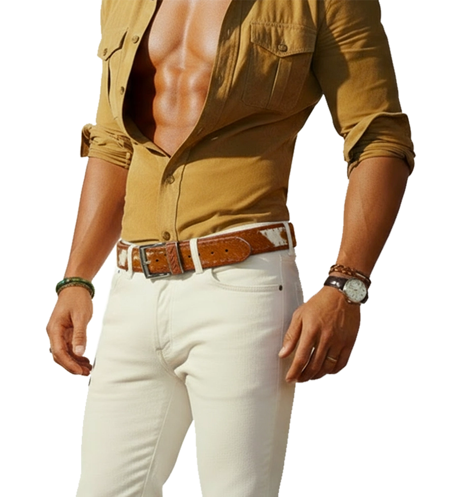 Zulu Treasure Brown & White Leather Belt