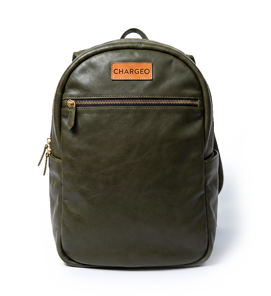 CHARGEO Leather Bag Bryanston Avocado Front View