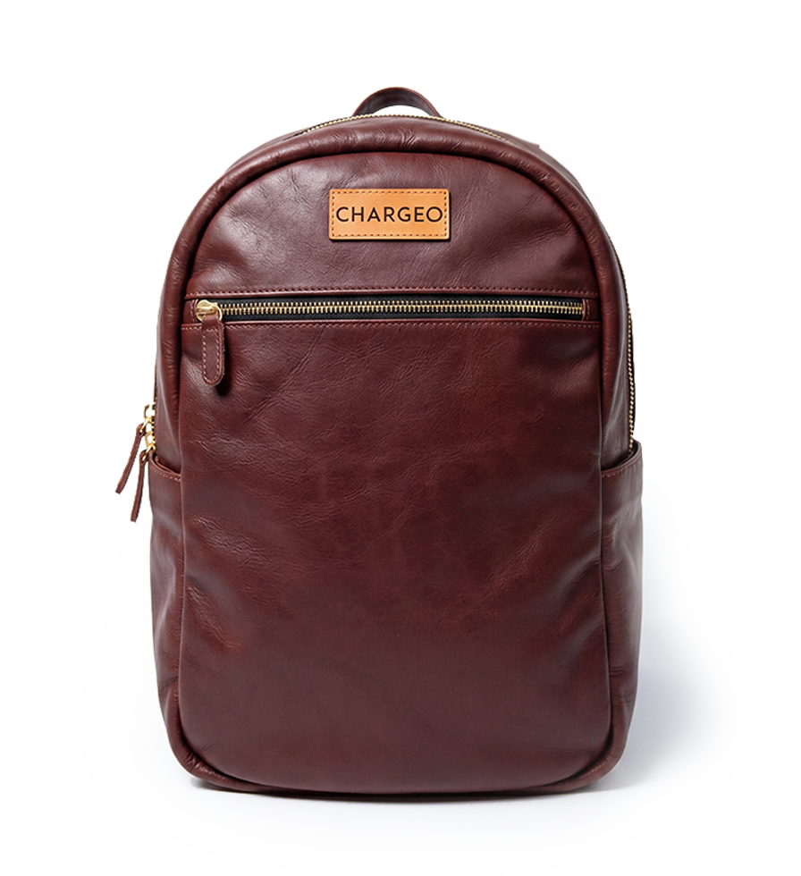 CHARGEO Leather Bag Bryanston Cognac Front View