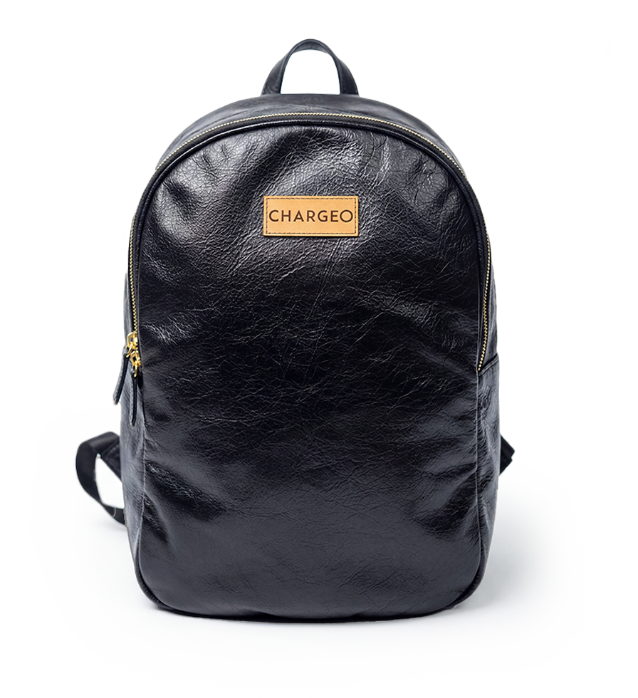 CHARGEO Leather Bag Constantia Charcoal Front View