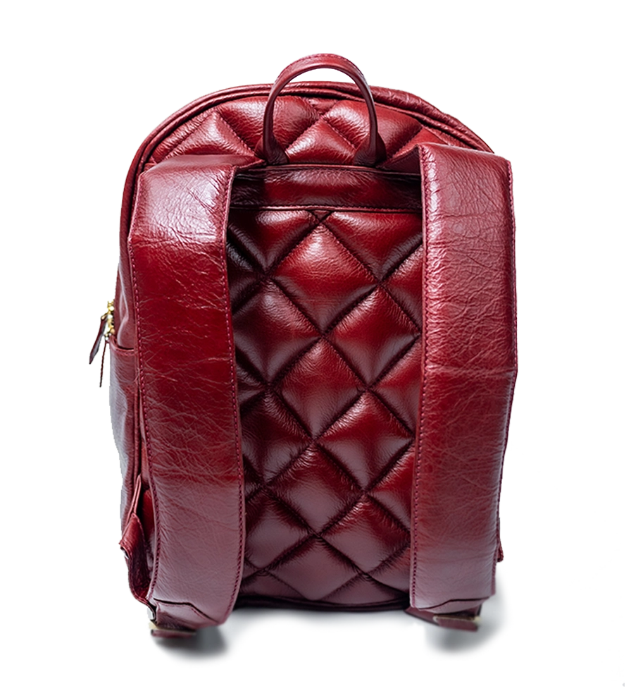 CHARGEO Leather Bag Constantia Ruby Red Back View CHARGEO Leather Bag Constantia Ruby Red Back View