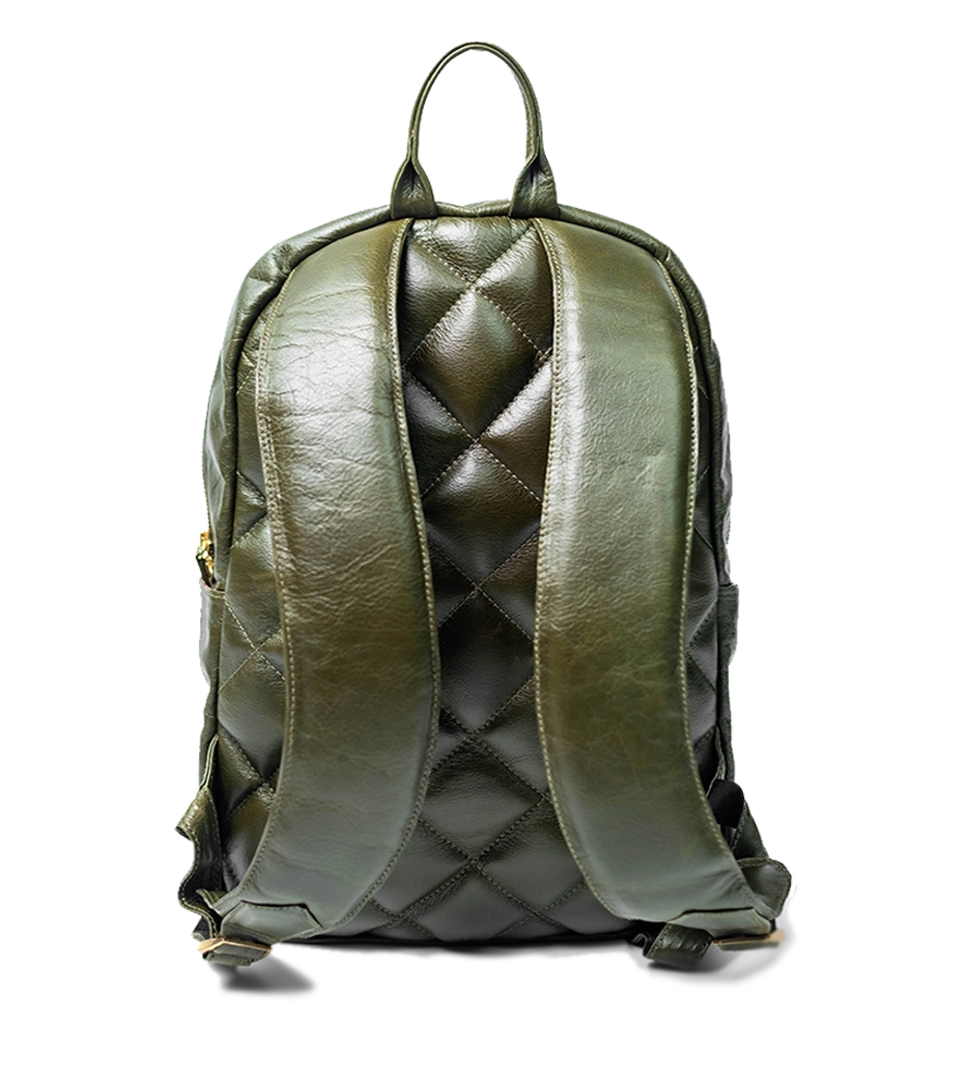 CHARGEO Leather Bag Fourways Avocado Back View CHARGEO Leather Bag Fourways Avocado Back View
