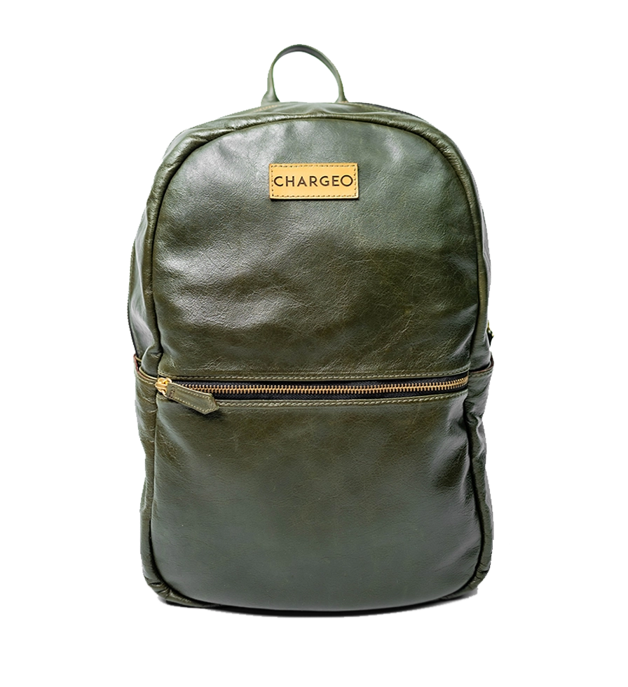 CHARGEO Leather Bag Fourways Avocado Front View