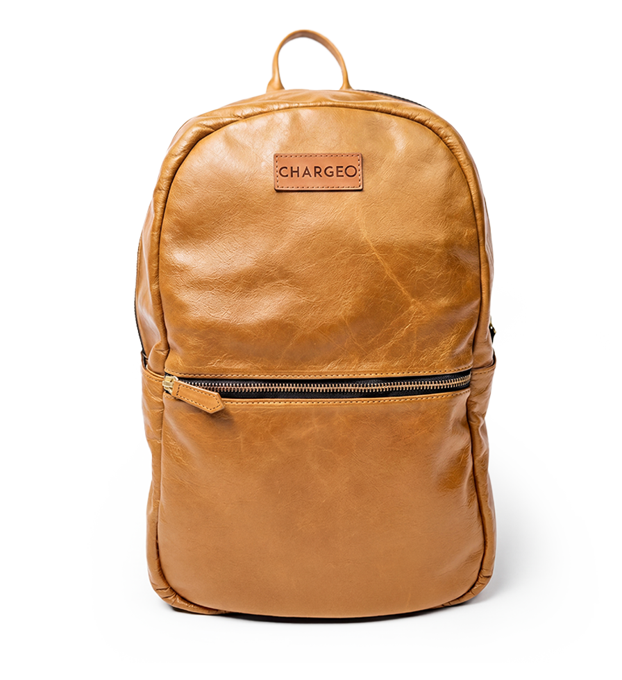 CHARGEO Leather Bag Fourways Butter Tan Front View