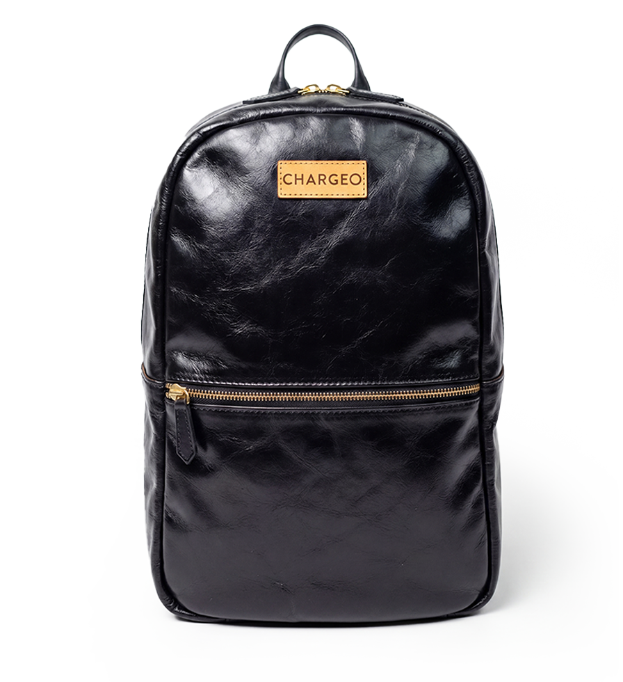 CHARGEO Leather Bag Fourways Charcoal Front View