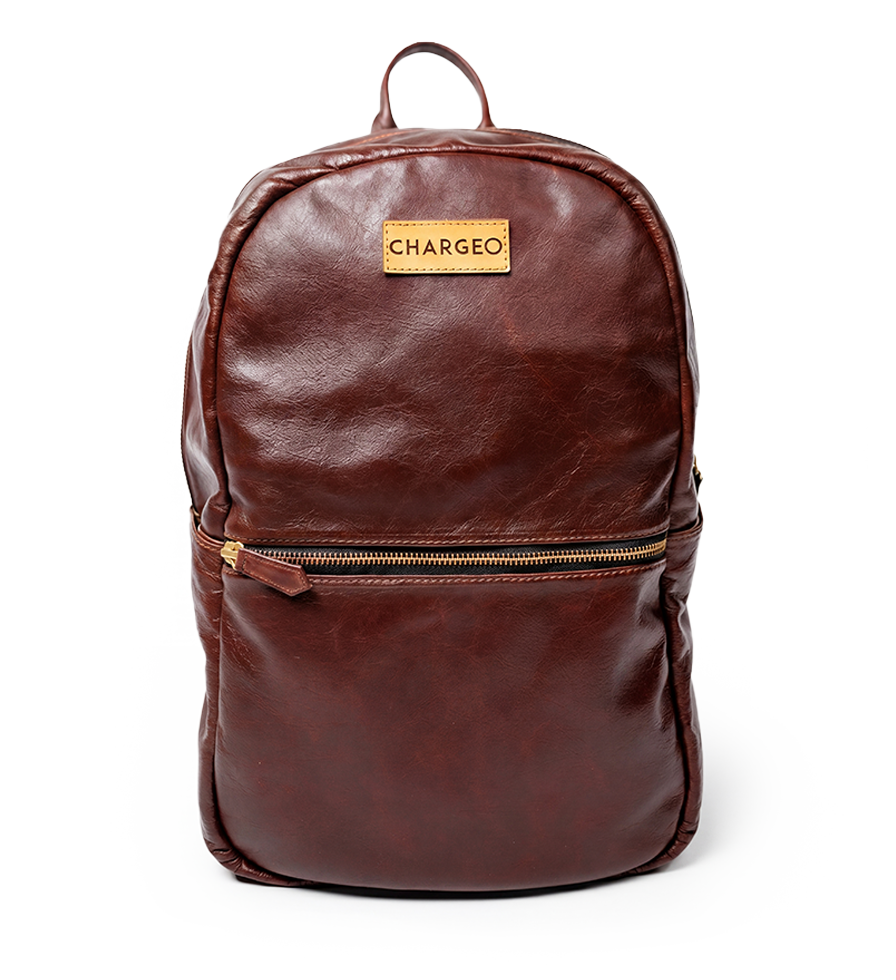 CHARGEO Leather Bag Fourways Cognac Front View