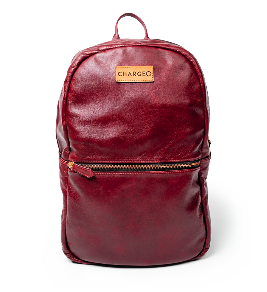 CHARGEO Leather Bag Fourways Ruby Red Front View
