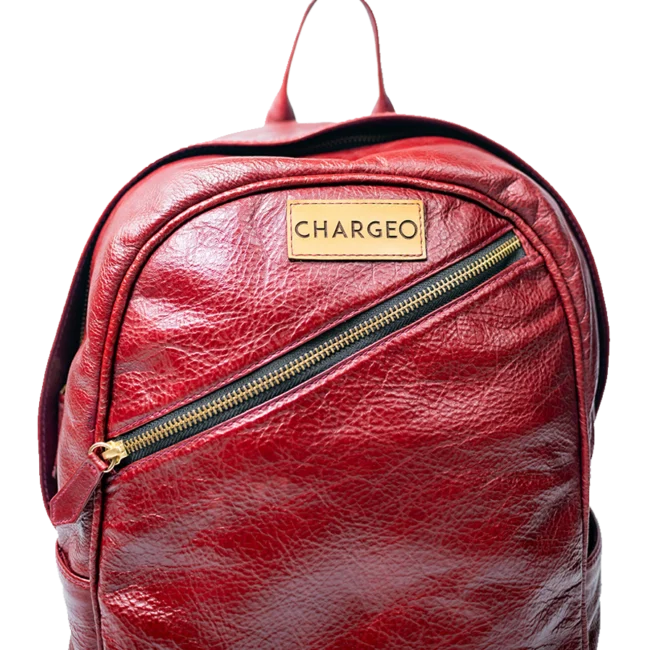 CHARGEO Leather Bag Pretoria Ruby Red Close-up Front Top View