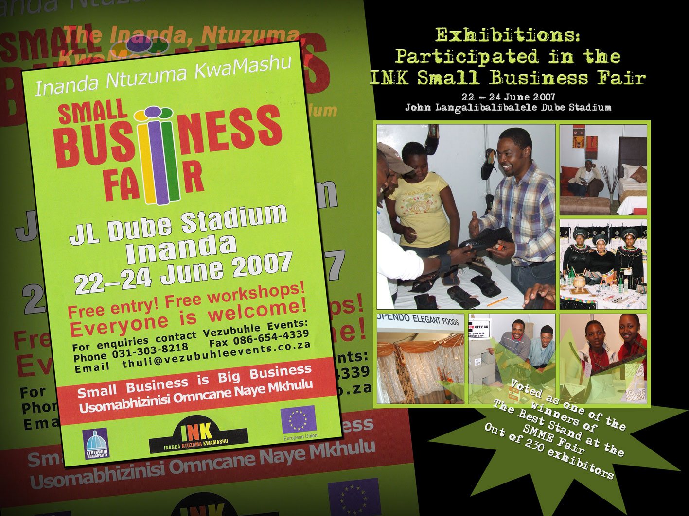 Brochure page on the INK Small Business Fair, 22 to 24 June 2007, at John Langalibalele Dube Stadium in Inanda