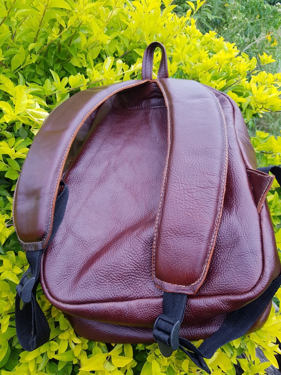 Thabani Mngadi's first leather backpack seen from above